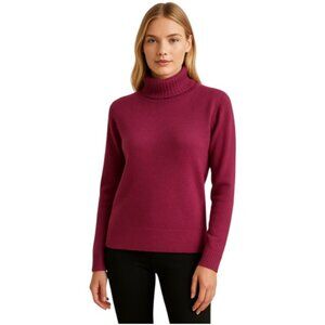 Parkhurst Magenta Medium Mock Neck Lambswool Alpaca Sweater